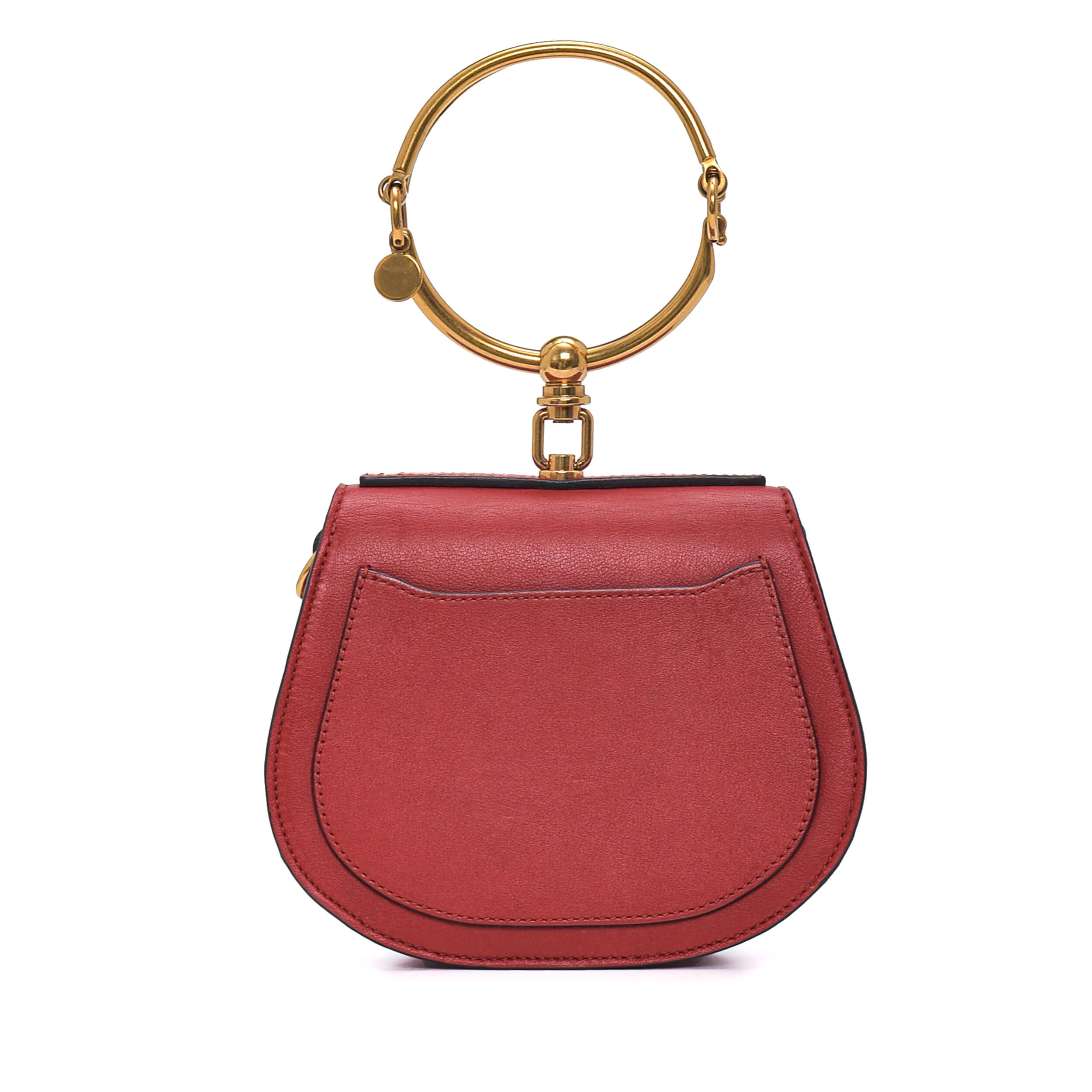 Chloe - Red Leather Nile Bracelet Minaudière Small Crossbody Bag 
